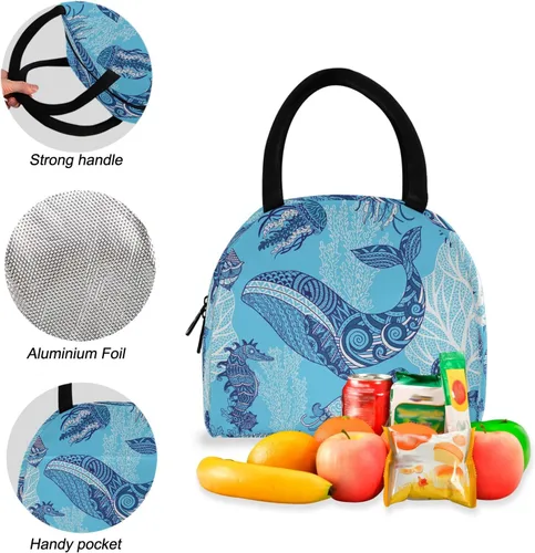 Vista 4 de Whale Jellyfishes - Mochila de tortuga con lonchera para niños y niños, juegos de mochila para niñas, Tortuga Medusas Ballena