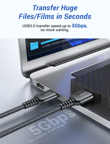 Vista 2 de AINOPE Cable USB a USB, cable USB 3.0 A a A macho a macho [nunca se rompe], cable tipo A de doble extremo compatible con cajas de disco duro, KVM