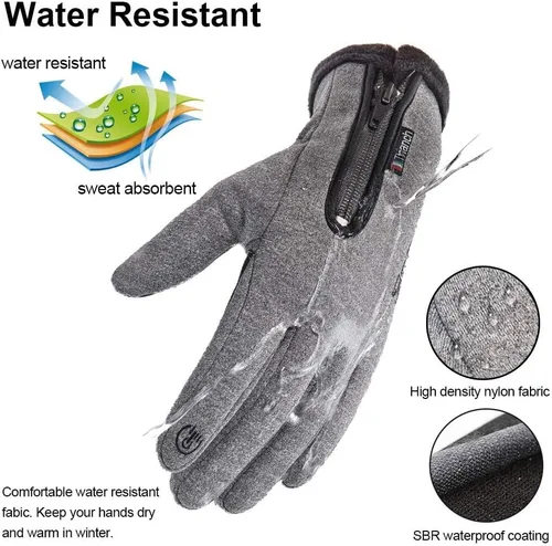 Vista 5 de Guantes de invierno cálidos, aptos para pantalla táctil, para clima frío, guantes de conducción, resistentes al viento, antideslizantes, guantes