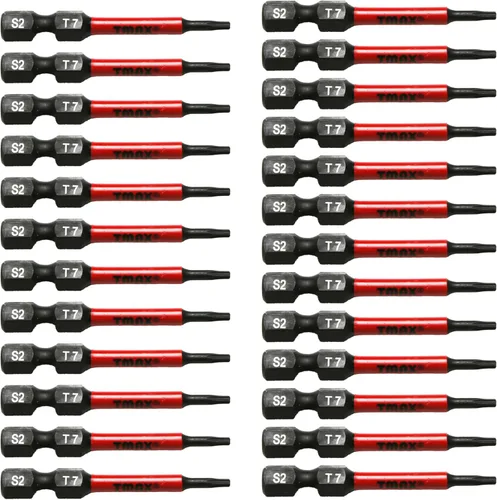 Vista 12 de TMAX Juego de puntas de destornillador de cabeza de estrella T6 Torx de 25 piezas, acero S2 de 6 puntos T-6 puntas de inserción de destornillador