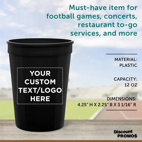 Vista 4 de DISCOUNT PROMOS Vasos de plástico personalizados + tamaño de 12 onzas + diseño de fiesta desechable + juego a granel (10, 50 o 100) ideal