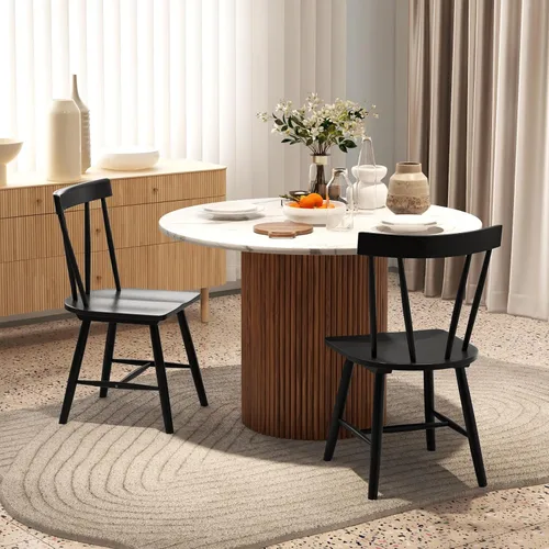Vista 2 de GOFLAME Windsor - Juego de 2 sillas de comedor con respaldo ergonómico de husillo, sillas de asiento de madera de goma maciza, sillas laterales