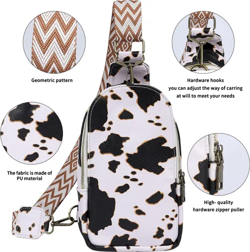 Vista 4 de Bolso de pecho para mujer, bolso bandolera pequeño de piel sintética, mochila de hombro para viajes, senderismo