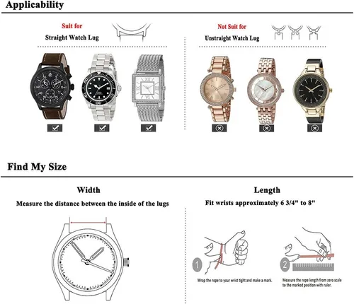 Vista 5 de Correa de reloj de pulsera de cuero genuino marrón oscuro de 0.945 in para hombres con hebilla de acero inoxidable