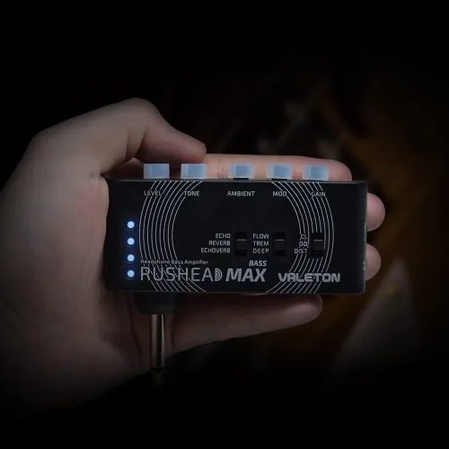 Vista 7 de Valeton Rushead Max - Amplificador de bolsillo portátil para bajo, cargador USB, multiefectos