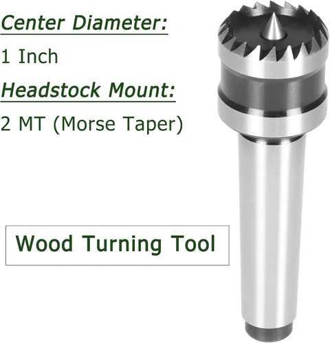 Vista 5 de 2MT con torno de 1 pulgada Centro de accionamiento de carpintería herramienta de torneado de carpintería, torno de madera Super Crown Drive Center