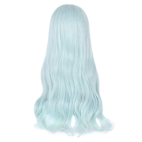 Vista 7 de Filuckyve Peluca de cosplay de 23.6 pulgadas de largo con flequillo, ondulada Harajuku, linda peluca para fiestas diarias para mujeres y niñas