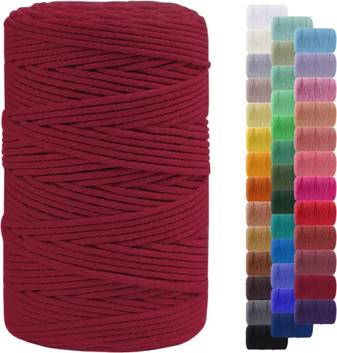 Vista 57 de Cordón de macramé de 0.079 pulgadas, cuerda de algodón natural de 109 yardas, hilo de cuerda de macramé para manualidades, ganchos de pared