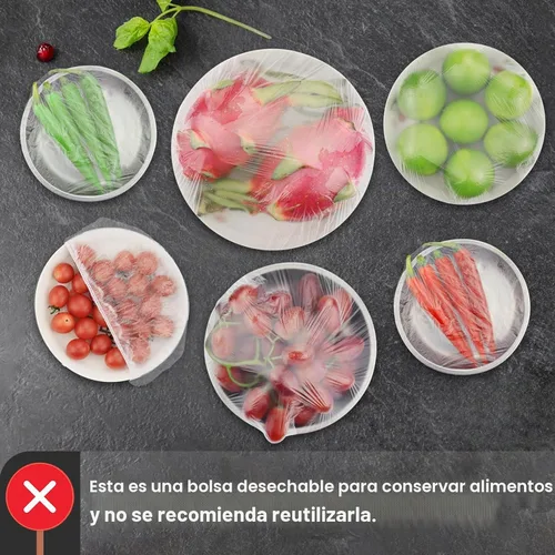 Vista 5 de Nanaborn Bolsas de conservación fresca, 200 unidades, con fundas elásticas desechables retráctiles para almacenamiento de alimentos