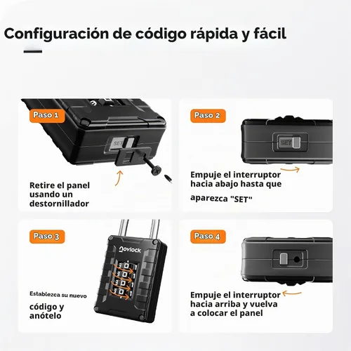 Vista 9 de Candado de combinación de grillete largo de 2.76 pulgadas Candado de 4 dígitos para casillero de gimnasio, armarios, cajas de herramientas, Negro