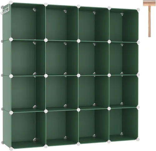 Vista 16 de C&AHOME Organizador de almacenamiento de cubos, estantes de 16 cubos, cubos de almacenamiento de plástico, organizador de armario de bricolaje