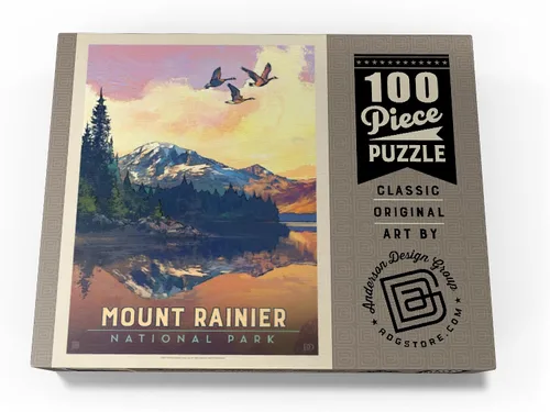 Vista 4 de MyPuzzle Mount Rainier National Park: Daybreak, póster vintage, rompecabezas prémium de 100 piezas para adultos
