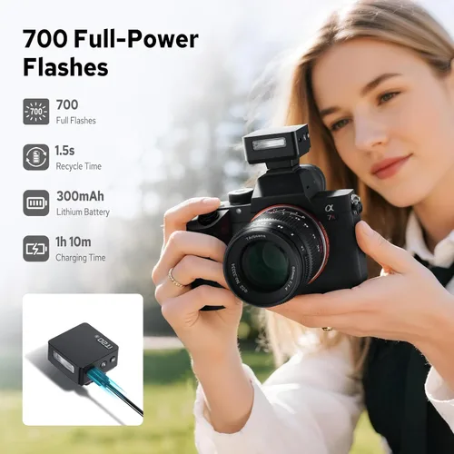 Vista 6 de Godox iT20 iT20-S Flash para Sony, Mini TTL Flash con Pantalla Intuitiva, Reciclaje de 1.5s, 700 Destellos de Potencia Completa, Carga USB-C