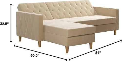 Vista 12 de CosmoLiving by Cosmopolitan Liberty - Futón de terciopelo marfil