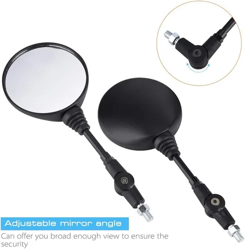 Vista 2 de 1 Pair Motorcycle Mirrors, Universal Adjustment Rear View Mirror With M10 Installing Screw Left and Right, Compatible with Motorbike Adventure Dirt