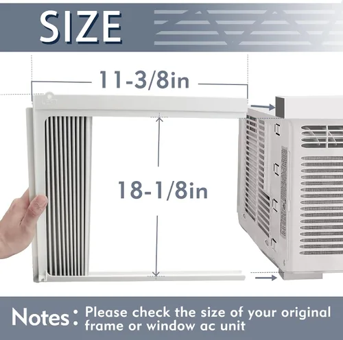 Vista 3 de Flamorrow Paneles laterales de aire acondicionado de ventana con marco, se adapta a aires acondicionados de ventana de 22,000 BTU, kit de relleno