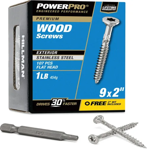 Vista 21 de Power Pro Tornillos de madera para exteriores de alta calidad, tornillos de cubierta multiusos #8 x 1-1/2 pulgadas para proyectos al aire libre