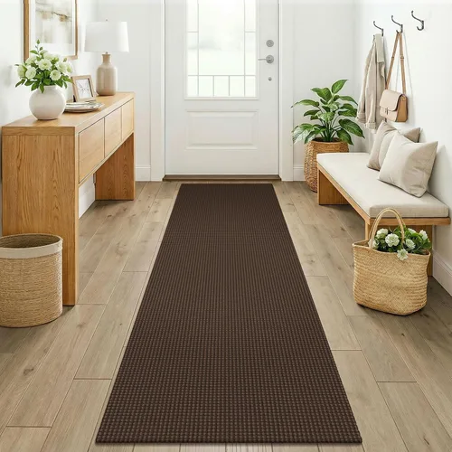 Vista 246 de KOZYFLY - Tapete para puerta de interior, lavable, pequeña, antideslizante, con respaldo de goma, felpudo de algodón para el hogar, color negro