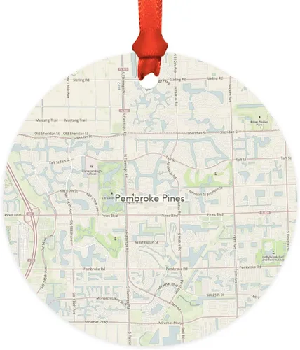 Vista 55 de Andaz Press Mapa de la ciudad de Estados Unidos redondo de madera natural MDF ornamento de Navidad, Akron, Ohio Vintage Mapa, 1 paquete, larga