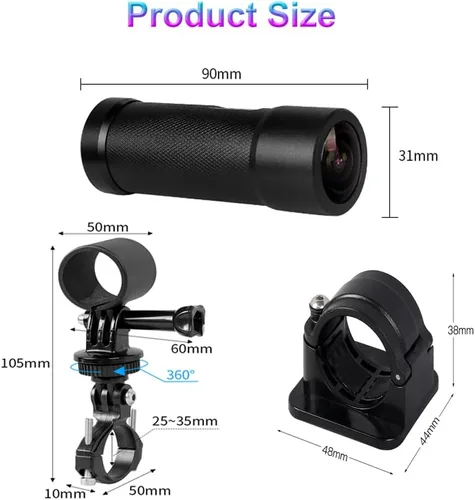 Vista 9 de VSYSTO Cámara de bicicleta, WiFi 2K con pantalla de temperatura, luz trasera, visión nocturna gran angular de 170°, lente SONYIMX335, impermeable