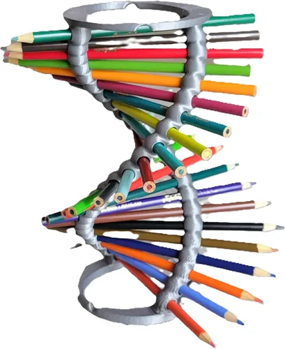 Vista 16 de Znet3D DNA Helix Portalápices – Innovador organizador de escritorio – 9 pulgadas de alto – Capacidad para 23 lápices – Diseño liso de borde redondo