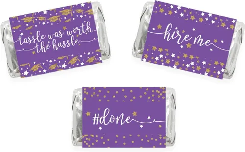 Vista 41 de Andaz Press Colección de fiesta de graduación con purpurina de color morado real y dorado, pancarta colgante con cuerda, Congrats Grad!, 5 pies, 1