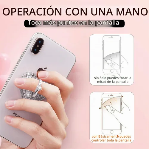 Vista 5 de Soporte de anillo de teléfono con forma de corazón, diamantes de imitación