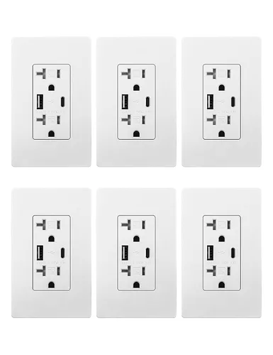 Vista 7 de MOES - Salidas USB (certificadas UL), puertos tipo C y USB-A, carga rápida de 5VDC 4.8A 24W, resistente a manipulaciones, compatible con caja