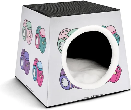 Vista 9 de Cama para gatos y gatos, sofá impreso con almohada pequeña para gatitos, perros pequeños, mono de fútbol