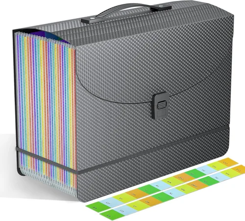 Vista 8 de Organizador de archivos de acordeón/carpeta de archivos expandible con asa, caja de archivo de 13 bolsillos, perfecta para escritorio de pie