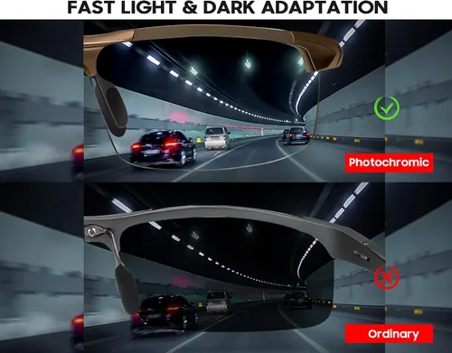 Vista 5 de TJUTR Lentes de sol fotocromáticos polarizados para hombre para conducir de día y noche, antirreflejos, ideales para condiciones de luz baja a media