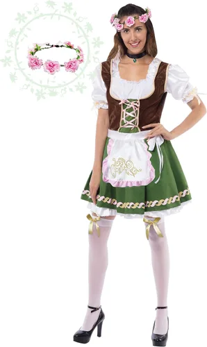 Vista 3 de Oktoberfest - Juego de disfraz para mujer diseño de rosas