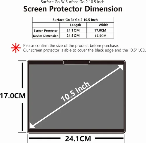 Vista 3 de Adeway [Paquete de 2] Protector de pantalla de papel para Microsoft Surface Go 4/3/2/1 (LCD 10.5 pulgadas) Mate/Vidrio templado/como escritura