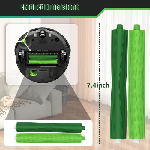 Vista 6 de 4 juegos de cepillos de rodillo de repuesto para iRobot Roomba serie i, j y e, cepillos de goma multisuperficie para i3 i7 E5 j7 i4 i7+ i3+ i4+ i5