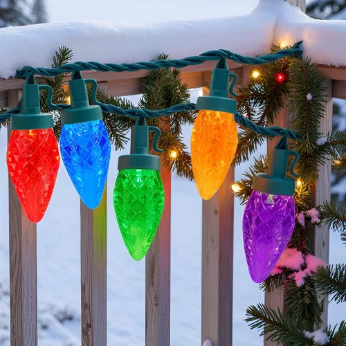 Vista 6 de YULETIME Tira de luces LED multicolor C9 fresa para Navidad, 68 pies 100 unidades con espaciado de 8" impermeable, luz de cadena festiva