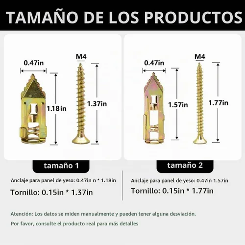 Vista 2 de Kit de Anclajes y Tornillos para Paneles de Yeso Autoperforantes, 2026 Nuevos Anclajes de Pared de Alta Resistencia, Sin Taladro o Agujeros