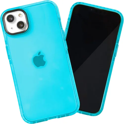 Vista 45 de SteepLab Funda de barrera para iPhone 13, protección de 360 grados que absorbe impactos con bisel elevado y colores llamativos (cielo azul brillante)
