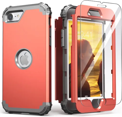 Vista 44 de IDweel Funda para iPhone SE 2020 con protector de pantalla, para iPhone SE 2022, 3 en 1, absorción de golpes, ajuste delgado, cubierta