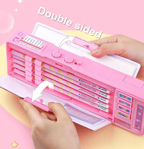 Vista 4 de Estuche multifunción desplegable para niños, estuche kawaii para bolígrafos bolsa, soporte para lápices para estudiantes de escuela, bonita caja