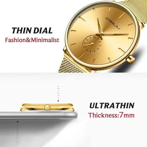 Vista 2 de Mens Watches Ultra-Thin Minimalist Waterproof - Fashion Wrist Watch for Men Unisex Dress with Stainless Steel Mesh Band