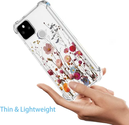 Vista 2 de Funda para Google Pixel 5A con patrón floral transparente, funda suave a prueba de golpes para Google 5A, bonita flor Pretty Flower