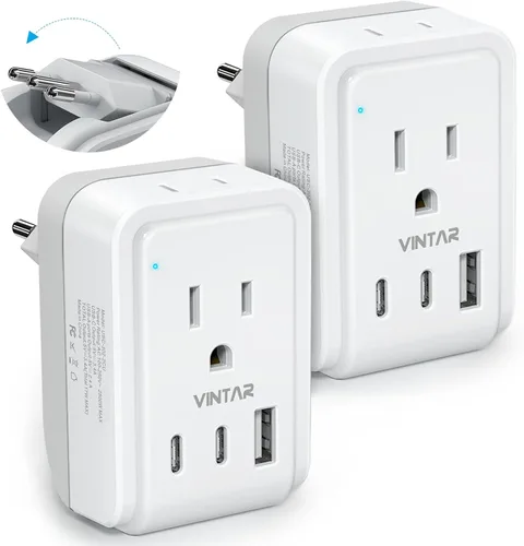 Vista 18 de VINTAR Adaptador tipo M para Sudáfrica, paquete de 2 enchufes plegables