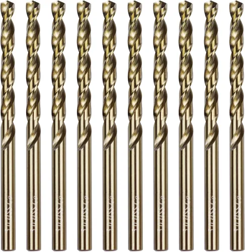 Vista 12 de Broca de cobalto de 1/8 pulgadas M35 HSS Brocas helicoidales Jobber Longitud Broca de acero para metal duro y acero inoxidable, paquete de 10