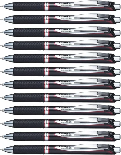 Vista 11 de Pentel EnerGel PRO - Bolígrafo de gel permanente, (0.028 in), línea media, tinta negra, caja de 12 bolígrafos (BLP77-A)