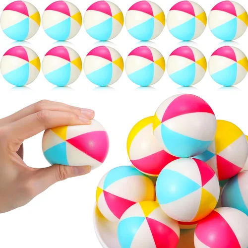 Vista 11 de Jerify - 24 mini bolas de estrés para playa de 2.5 pulgadas, espuma de arcoíris, recuerdos de fiesta Soft PU Foam Stress Relief, Colorful Toys for