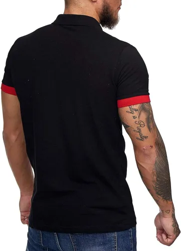 Vista 4 de Zuoyouzi Men's Short Sleeve Casual Slim Fit Polo Shirts Basic Designed Classic Cut Cotton Shirts