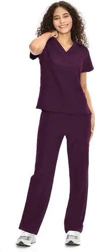 Vista 20 de COZYFIT Scrubs for Women Set - V-Neck & Straight Leg Pants with 9 Pockets Negro