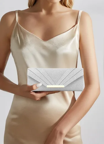 Vista 11 de Naimo Bolso de mano brillante para mujer, bolso de noche para fiesta, cóctel, boda, elegancia, sobre