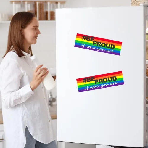 Vista 4 de ALIBBON Calcomanías de orgullo gay - 2 calcomanías de arcoíris para automóvil, laptop y refrigerador