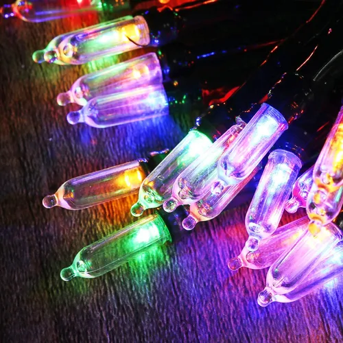 Vista 8 de BrizLabs Luces de Navidad multicolor, paquete de 2 tiras de 50 luces LED de Navidad de 17.94 pies, luz de árbol de Navidad con batería